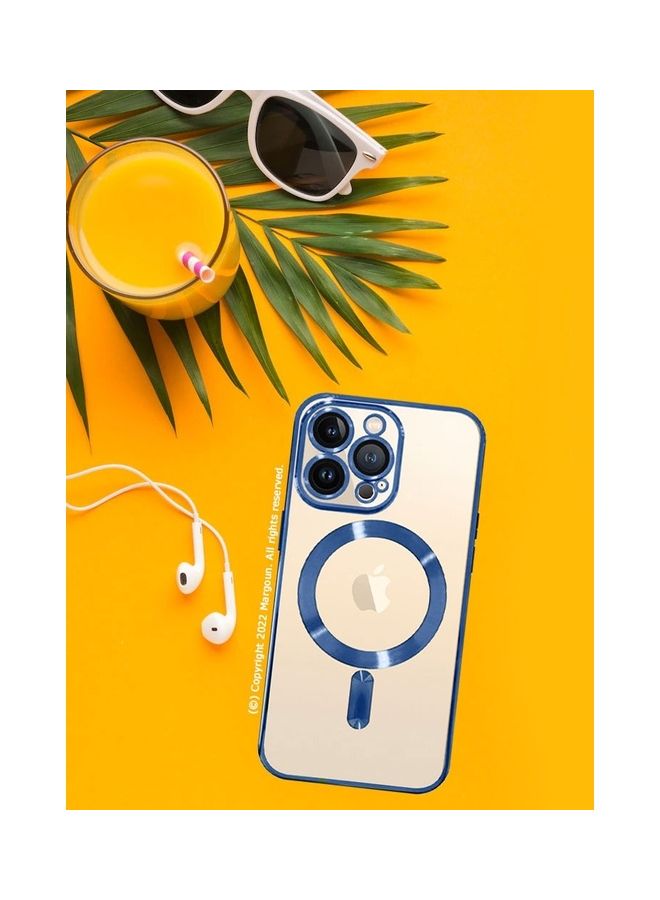 MARGOUN - MagSafe Case Magnetic Clear Soft TPU Plating Case Wireless Charging Compatible Shockproof Camera Lens Protection For Apple iPhone 14 Pro Max Blue - Image 1
