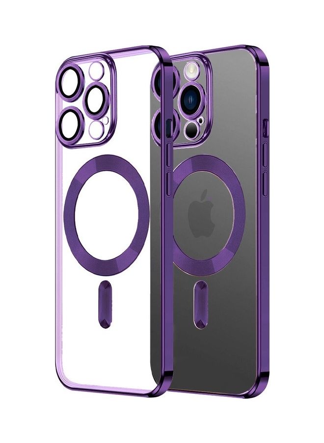 MARGOUN - MagSafe Case Magnetic Clear Soft TPU Plating Case Wireless Charging Compatible Shockproof Camera Lens Protection For Apple iPhone 14 Pro Max Purple - Image 1