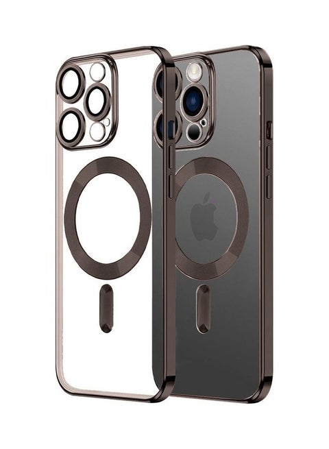 Apple iPhone 14 Pro Max MagSafe Case Magnetic Clear Soft TPU Plating Case Wireless Charging Compatible Shockproof Camera Lens Protection Brown