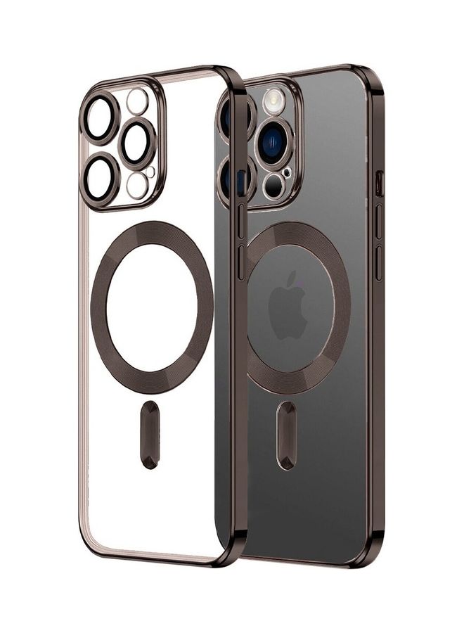 MARGOUN - Apple iPhone 14 Pro Max MagSafe Case Magnetic Clear Soft TPU Plating Case Wireless Charging Compatible Shockproof Camera Lens Protection Brown - Image 1