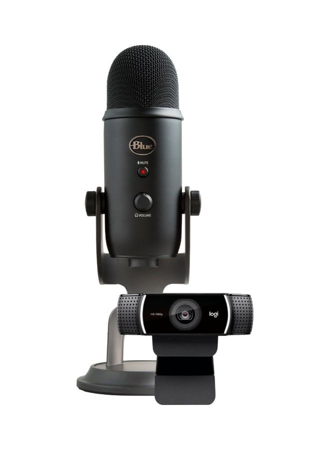 Logitech - Yeti USB Microphone And C922 Webcam Pro Streamer Pack 988-000432 Blackout - Image 1