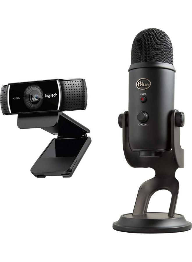 Logitech - Yeti USB Microphone And C922 Webcam Pro Streamer Pack 988-000432 Blackout - Image 1