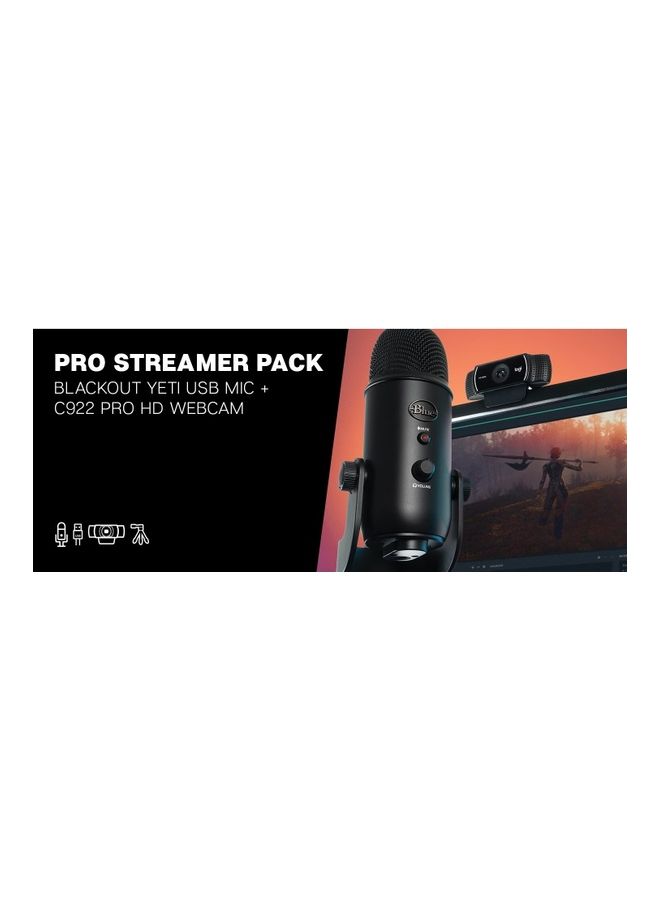 Logitech - Yeti USB Microphone And C922 Webcam Pro Streamer Pack 988-000432 Blackout - Image 1