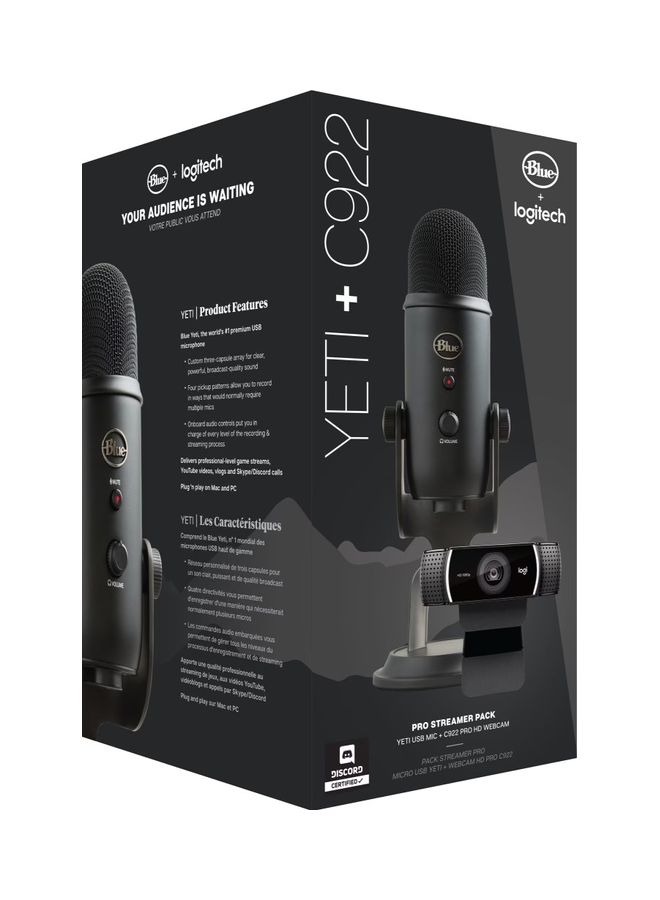 Logitech - Yeti USB Microphone And C922 Webcam Pro Streamer Pack 988-000432 Blackout - Image 1