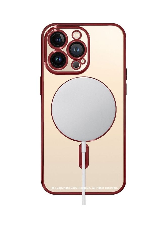 MARGOUN - MagSafe Case Magnetic Clear Soft TPU Plating Case Wireless Charging Compatible Shockproof Camera Lens Protection For Apple iPhone 14 Pro Red - Image 1