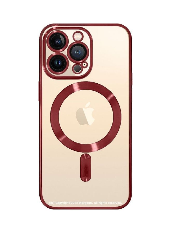 MARGOUN - MagSafe Case Magnetic Clear Soft TPU Plating Case Wireless Charging Compatible Shockproof Camera Lens Protection For Apple iPhone 14 Pro Red - Image 1