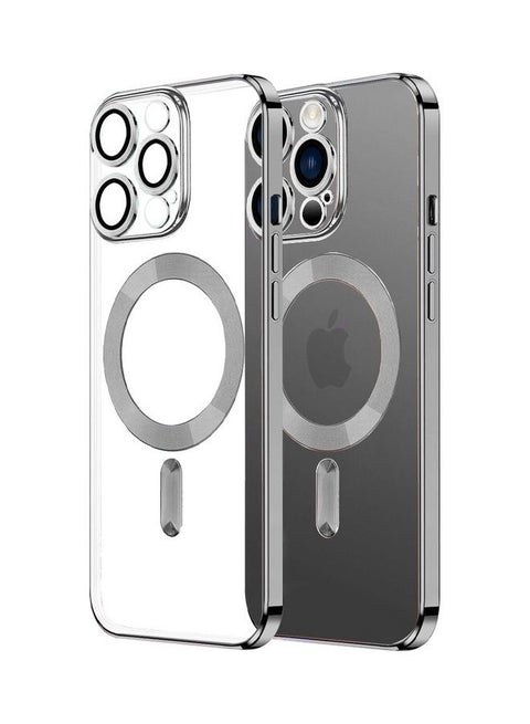 Apple iPhone 14 Pro Max MagSafe Case Magnetic Clear Soft TPU Plating Case Wireless Charging Compatible Shockproof Camera Lens Protection Silver