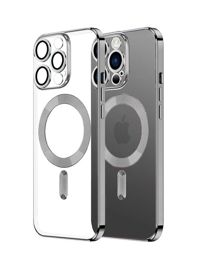 MARGOUN - Apple iPhone 14 Pro Max MagSafe Case Magnetic Clear Soft TPU Plating Case Wireless Charging Compatible Shockproof Camera Lens Protection Silver - Image 1