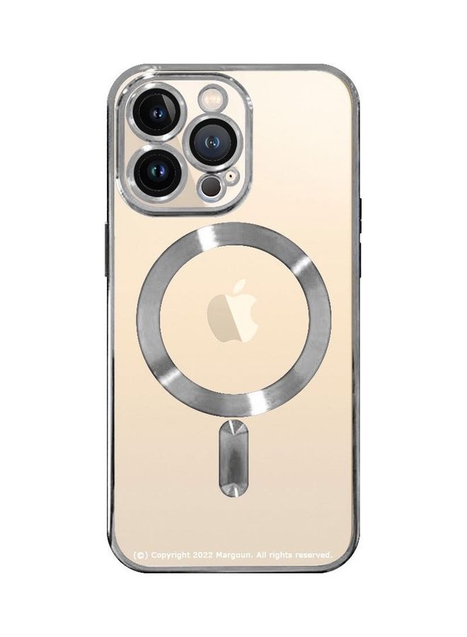 MARGOUN - Apple iPhone 14 Pro Max MagSafe Case Magnetic Clear Soft TPU Plating Case Wireless Charging Compatible Shockproof Camera Lens Protection Silver - Image 1