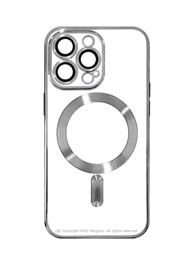 MARGOUN - Apple iPhone 14 Pro Max MagSafe Case Magnetic Clear Soft TPU Plating Case Wireless Charging Compatible Shockproof Camera Lens Protection Silver - Image 1