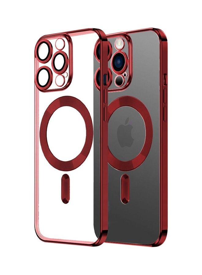 MARGOUN - Apple iPhone 14 Pro Max MagSafe Case Magnetic Clear Soft TPU Plating Case Wireless Charging Compatible Shockproof Camera Lens Protection Red - Image 1