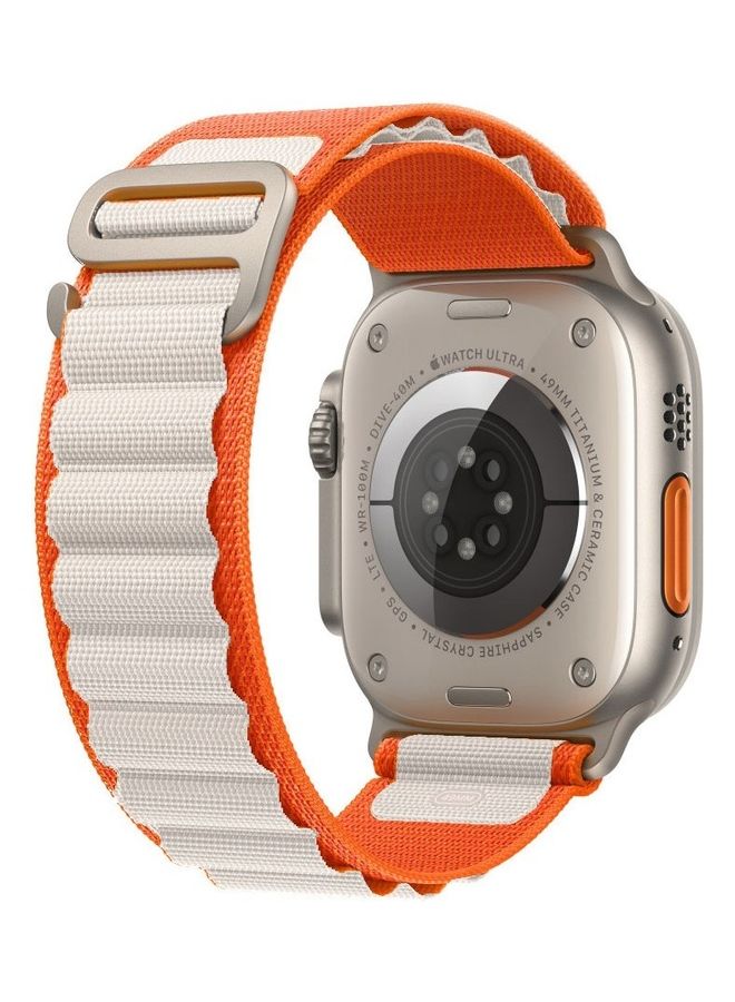 MARGOUN - Apple Watch Alpine Loop Band 49mm/45mm/44mm Nylon Woven Sport Strap Compatible with iWatch Series 8/Ultra/7/SE/6/5/4/3/2/1 Orange/White - Image 1