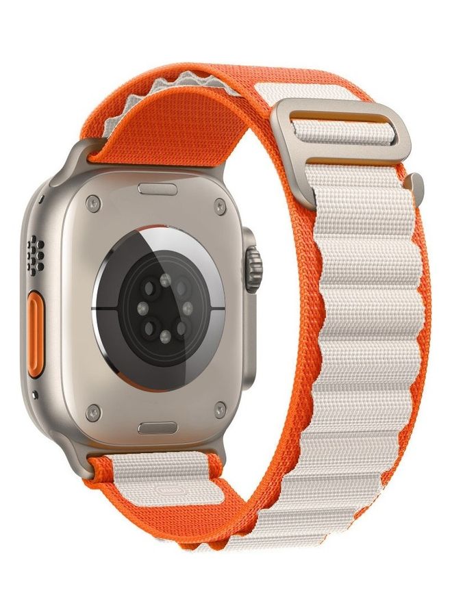 MARGOUN - Apple Watch Alpine Loop Band 49mm/45mm/44mm Nylon Woven Sport Strap Compatible with iWatch Series 8/Ultra/7/SE/6/5/4/3/2/1 Orange/White - Image 1