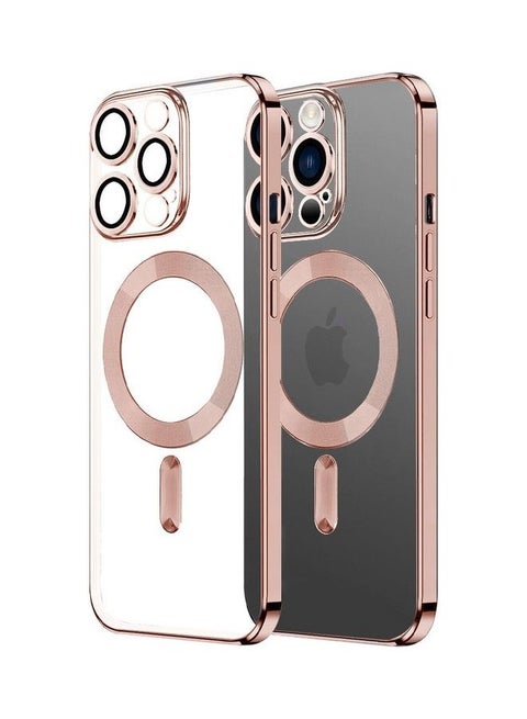 MagSafe Case Magnetic Clear Soft TPU Plating Case Wireless Charging Compatible Shockproof Camera Lens Protection For Apple iPhone 14 Pro Rose Gold