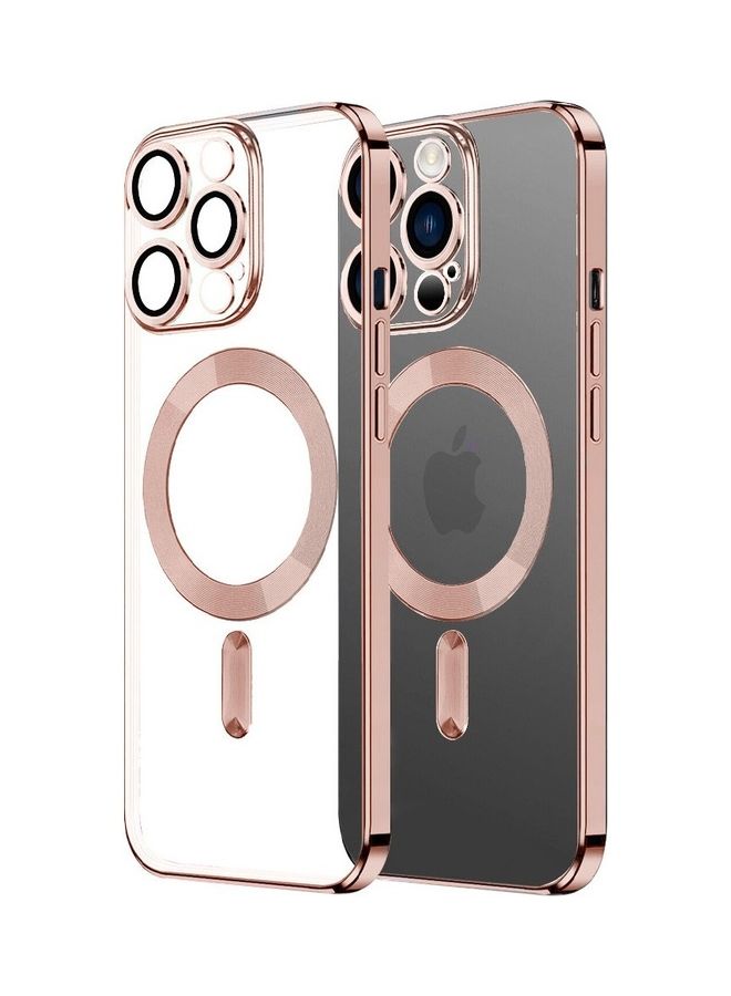 MARGOUN - MagSafe Case Magnetic Clear Soft TPU Plating Case Wireless Charging Compatible Shockproof Camera Lens Protection For Apple iPhone 14 Pro Rose Gold - Image 1