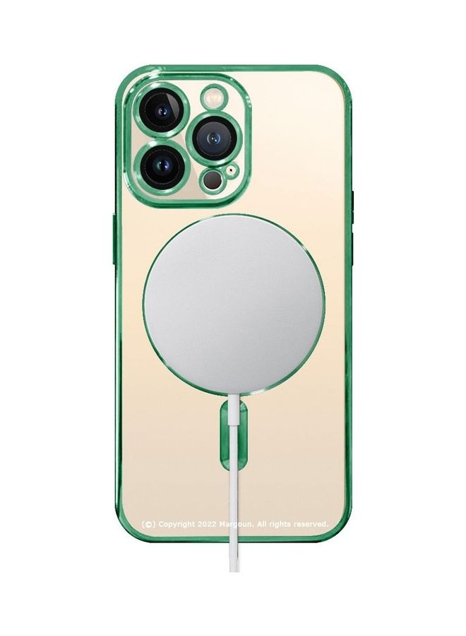MARGOUN - Apple iPhone 14 Pro MagSafe Case Magnetic Clear Soft TPU Plating Case Wireless Charging Compatible Shockproof Camera Lens Protection Green - Image 1