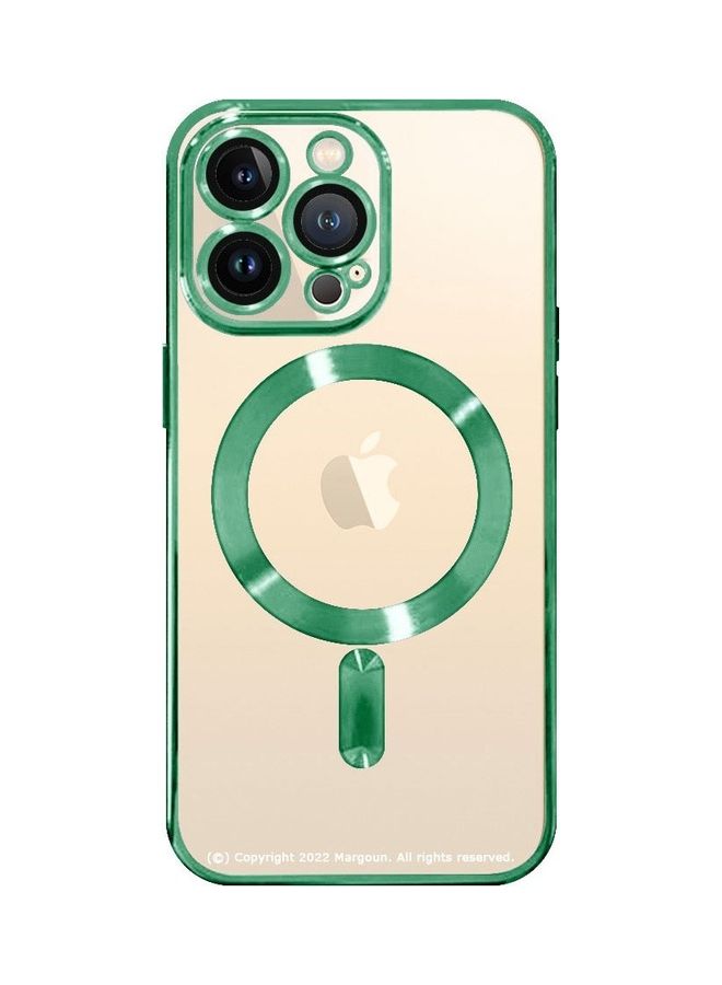 MARGOUN - Apple iPhone 14 Pro MagSafe Case Magnetic Clear Soft TPU Plating Case Wireless Charging Compatible Shockproof Camera Lens Protection Green - Image 1