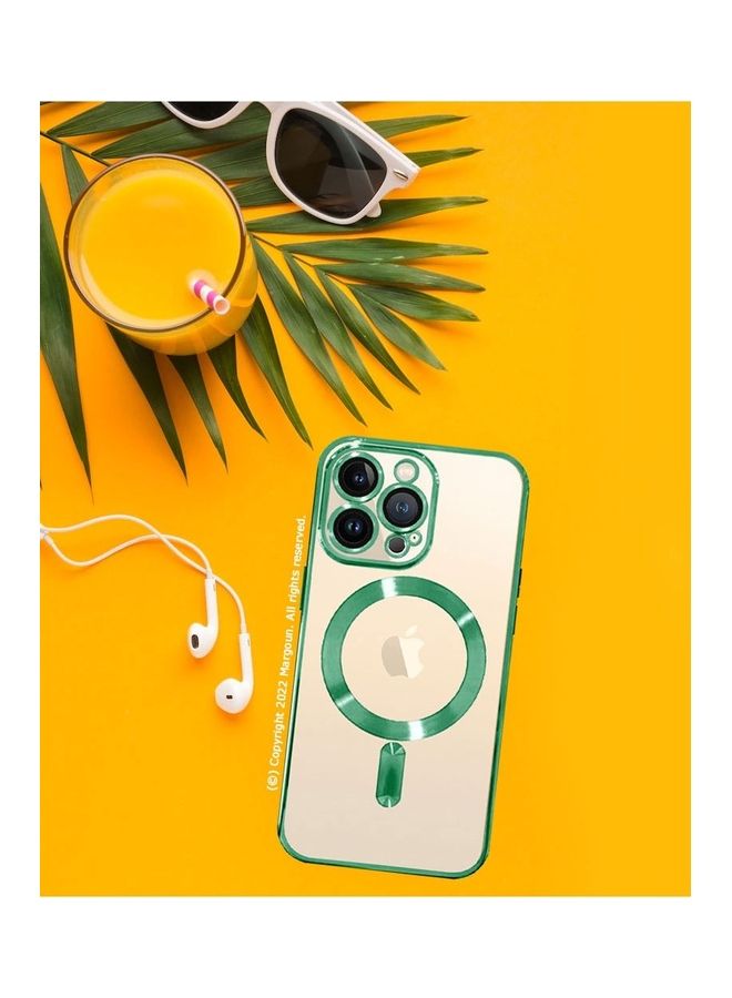 MARGOUN - Apple iPhone 14 Pro MagSafe Case Magnetic Clear Soft TPU Plating Case Wireless Charging Compatible Shockproof Camera Lens Protection Green - Image 1