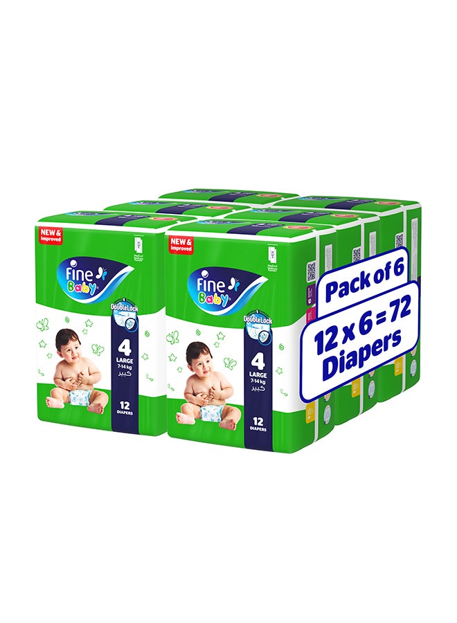 فاين بيبي عبوة ضخمة من 72 حفاضة للأطفال، الحجم 4، كبير 7–14 كجم، جديدة ومحسّنة - Image 1