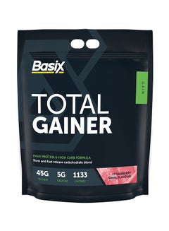 Basix Total Gainer High Protein & High Carb Weight Gainer Formula Strawberry Swirl 15LB  - Image 1