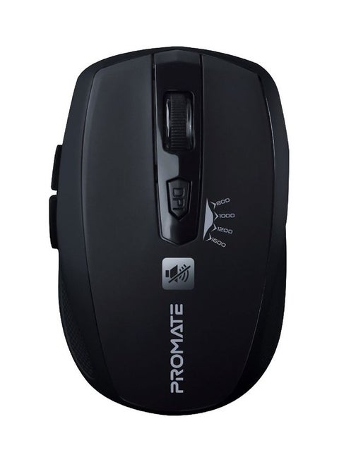 1600DPI Silent Ergonomic Symmetric 2.4Ghz Cordless Keys Mouse With Long Battery Life Optical Sensor 6 Functional Buttons And Nano Receiver For Mac OS Windows Breeze Black