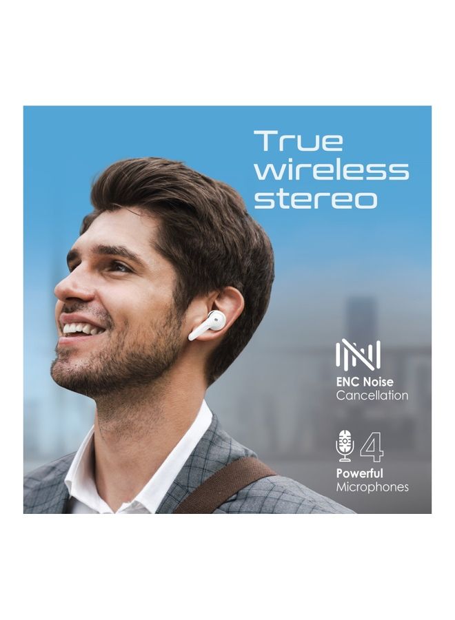 PROMATE - True Wireless EarPods,Environment Noise, Bluetooth v5.1 Headphones with Touch Control,4 Noise Isolating Mics,300mAh Charging and 22H Battery Life for Bluetooth Devices,FreePods-3 White - Image 1