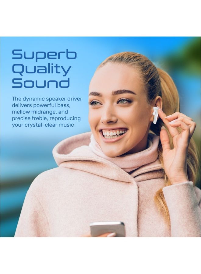 PROMATE - True Wireless EarPods,Environment Noise, Bluetooth v5.1 Headphones with Touch Control,4 Noise Isolating Mics,300mAh Charging and 22H Battery Life for Bluetooth Devices,FreePods-3 White - Image 1