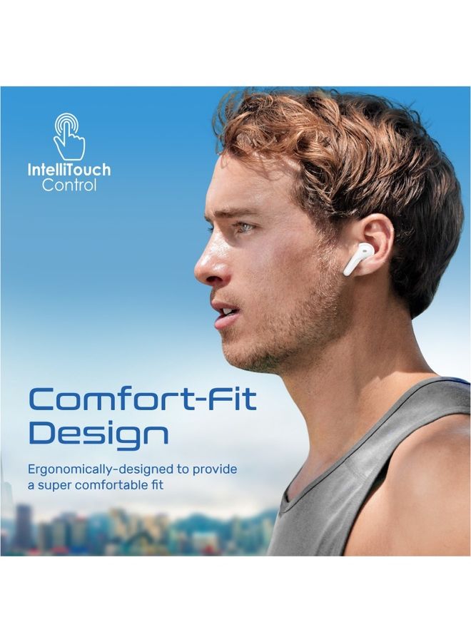 PROMATE - True Wireless EarPods,Environment Noise, Bluetooth v5.1 Headphones with Touch Control,4 Noise Isolating Mics,300mAh Charging and 22H Battery Life for Bluetooth Devices,FreePods-3 White - Image 1