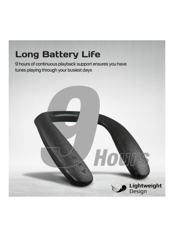 PROMATE Bluetooth 5.0 Neckband Speaker,Premium HD Stereo Sound Wearable Speaker with 360-Degree Sound,Lightweight Design,Silicone Make,9H Playtime and Button Controls for Smartphones,Tablets,Hook Black  - Image 3
