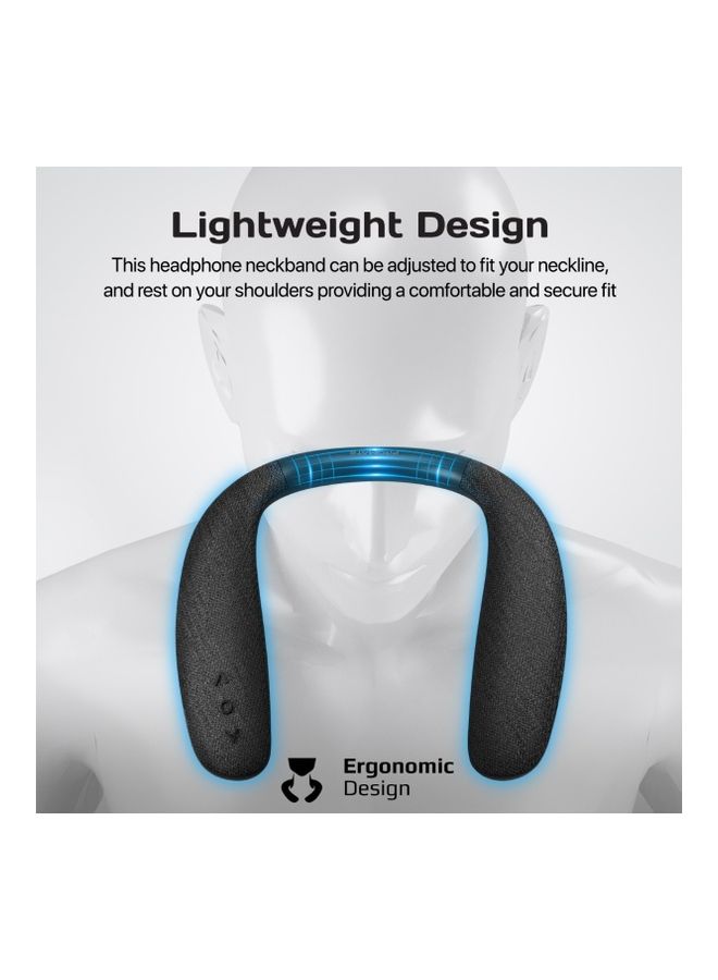PROMATE Bluetooth 5.0 Neckband Speaker,Premium HD Stereo Sound Wearable Speaker with 360-Degree Sound,Lightweight Design,Silicone Make,9H Playtime and Button Controls for Smartphones,Tablets,Hook Black  - Image 4