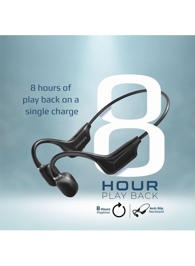 PROMATE - Bone Conduction Lightweight Earphones with Audio Controls, 8H Playback, Multi-Point Pairing, Mic and Sweatproof Design Black - Image 1