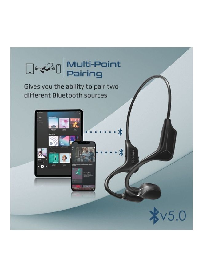 PROMATE - Bone Conduction Lightweight Earphones with Audio Controls, 8H Playback, Multi-Point Pairing, Mic and Sweatproof Design Black - Image 1