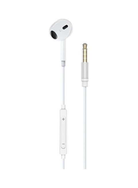 Mono Earbud,Ergonomic In-Ear HD Wired Mono Earphone with Dynamic 13mm Drivers,Microphone,Call Function and In-Line Volume Controls for MacBook Pro,iPad Air,Smartphones,Buzz White