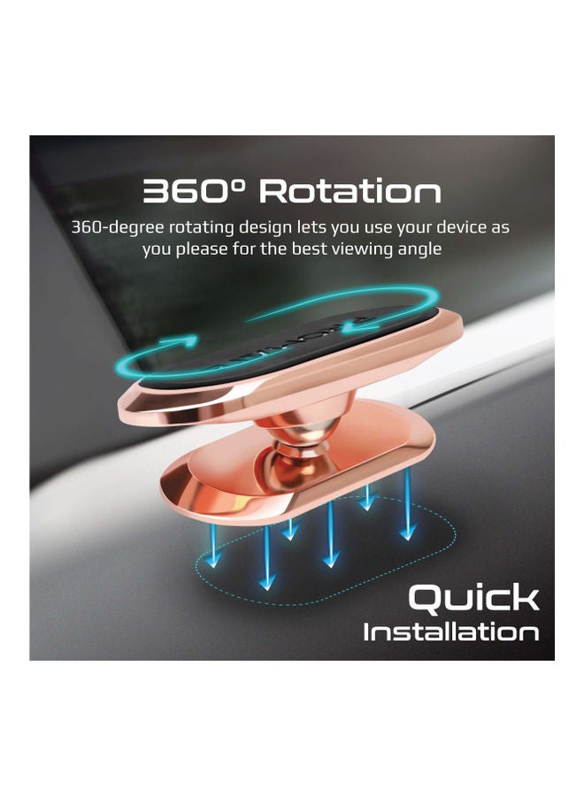 Magnetic Car Phone Holder Universal Cradleless Stick-On Dashboard Mount With 360-Degree Rotation 8 Integrated Magnet Low Vibration And Anti-Slip Grip Magnetto-3 Rose Gold - v1669876372/N53370724A_3