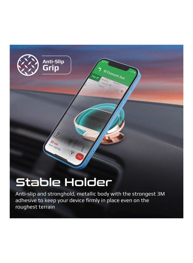 Magnetic Car Phone Holder Universal Cradleless Stick-On Dashboard Mount With 360-Degree Rotation 8 Integrated Magnet Low Vibration And Anti-Slip Grip Magnetto-3 Rose Gold - v1669876372/N53370724A_4