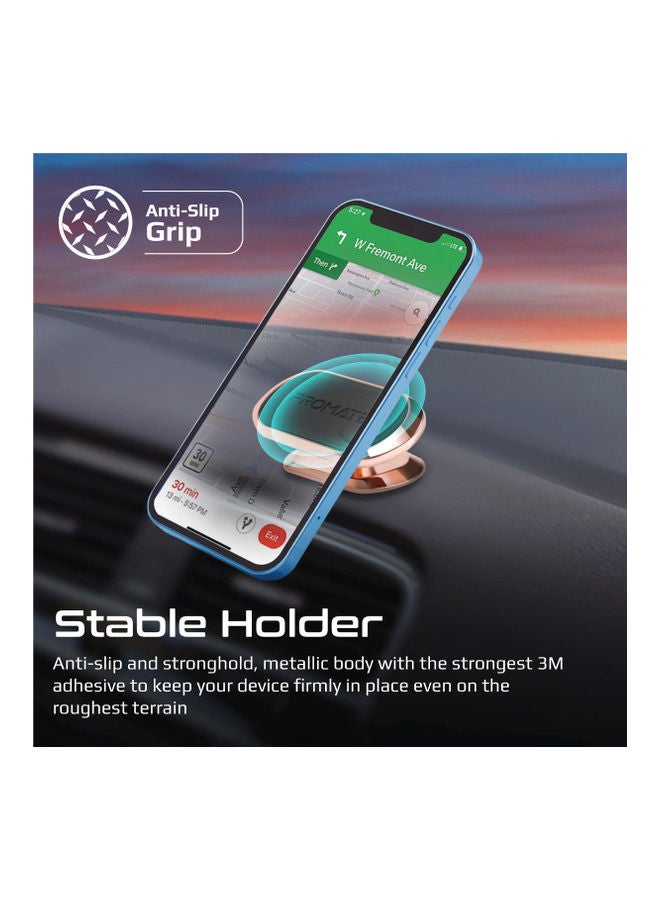PROMATE Magnetic Car Phone Holder Universal Cradleless Stick-On Dashboard Mount With 360-Degree Rotation 8 Integrated Magnet Low Vibration And Anti-Slip Grip Magnetto-3 Rose Gold - Image 4