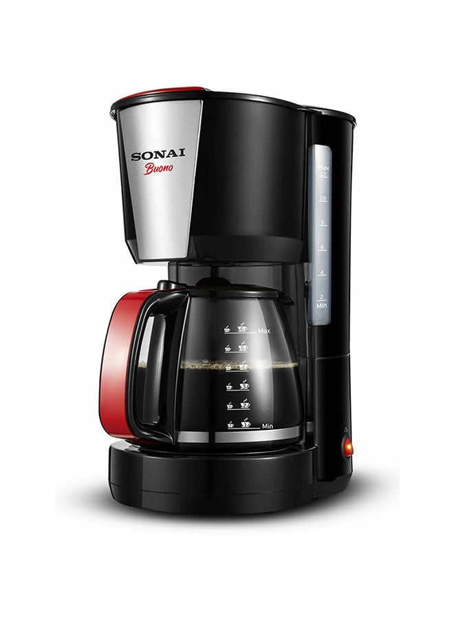 Sonai SONAI Como Coffee Maker, 1000 Watt, 10-12 Cups, 1.25 L 1000 W SH-1212 Black/Silver/Red  - Image 1