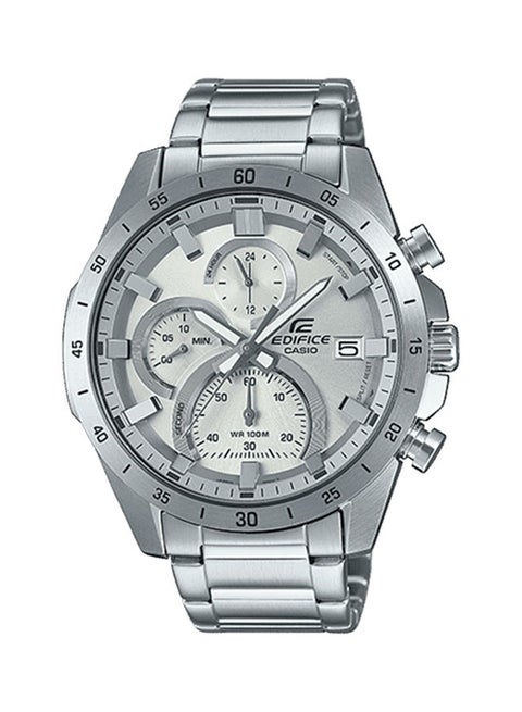 Men's Edifice Watch Standard Chronograph  Analog Silver Dial Stainless Steel Band EFR-571MD-8AVUDF