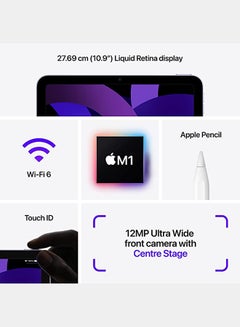 أبل iPad Air 2022 (الجيل الخامس) مقاس 10.9 بوصة وسعة 64 جيجابايت ويدعم تقنية 5G بتقنية Starlight - إصدار الشرق الأوسط  - Image 5