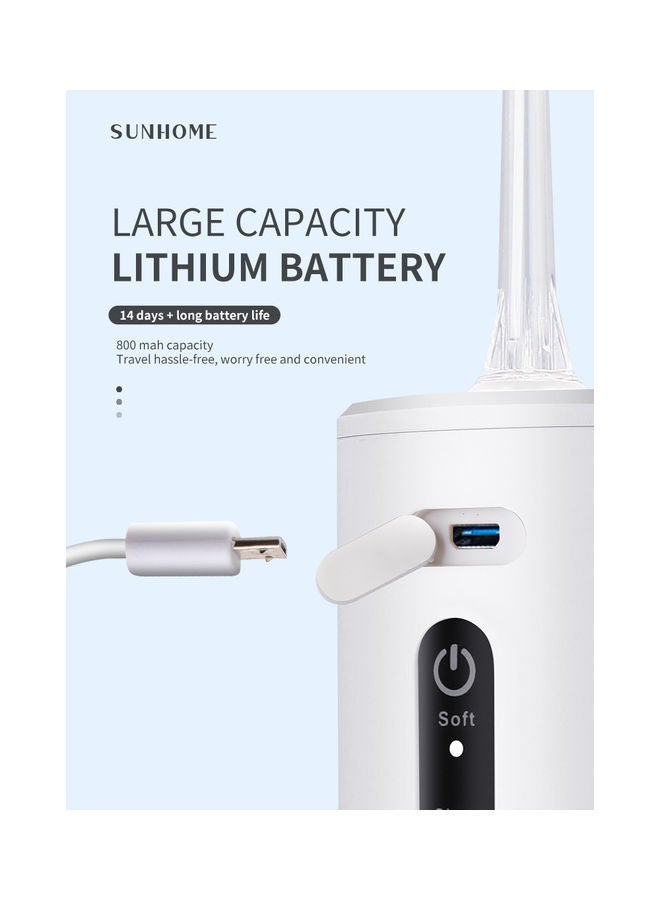 Sunhome - Electric Dental Water USB Charging Cordless Oral Irrigator For Home White 19x6.5x6.5cm - Image 1