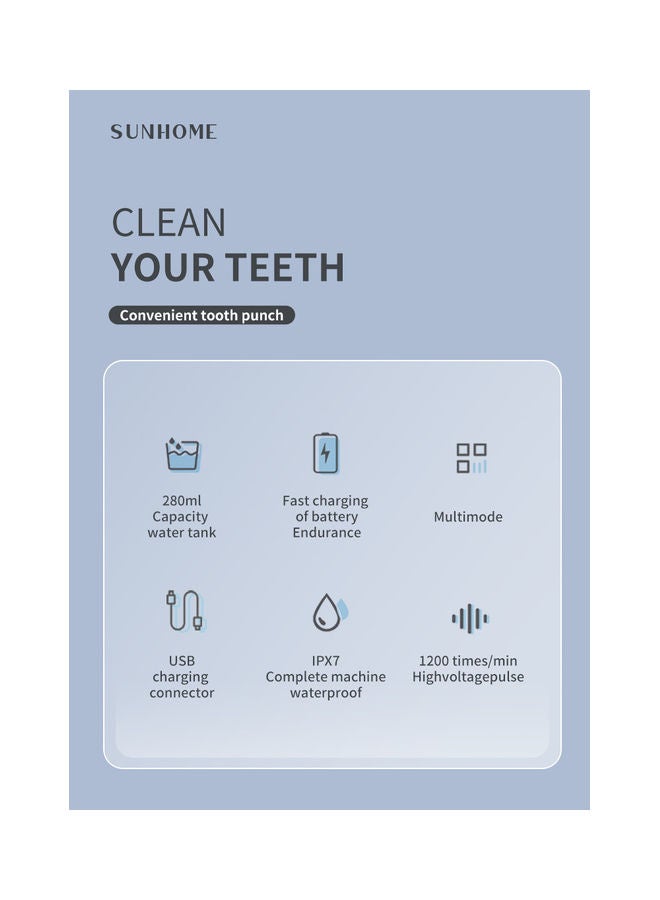 Sunhome - Electric Dental Water USB Charging Cordless Oral Irrigator For Home White 19x6.5x6.5cm - Image 1