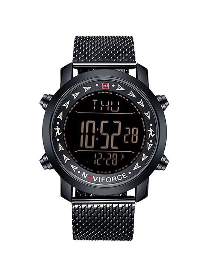 NAVIFORCE - Men's Stainless Steel Strap Digital Wrist Watch NF9130 - 46 mm - Black - Image 1