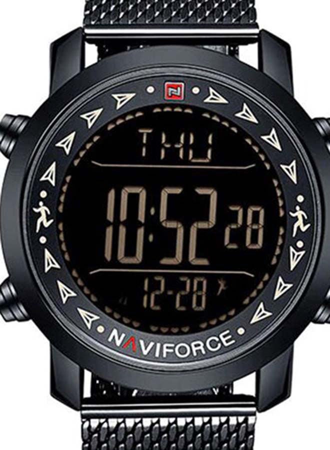 NAVIFORCE - Men's Stainless Steel Strap Digital Wrist Watch NF9130 - 46 mm - Black - Image 1