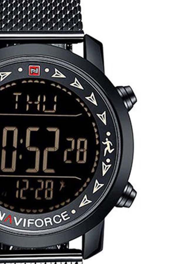 NAVIFORCE - Men's Stainless Steel Strap Digital Wrist Watch NF9130 - 46 mm - Black - Image 1