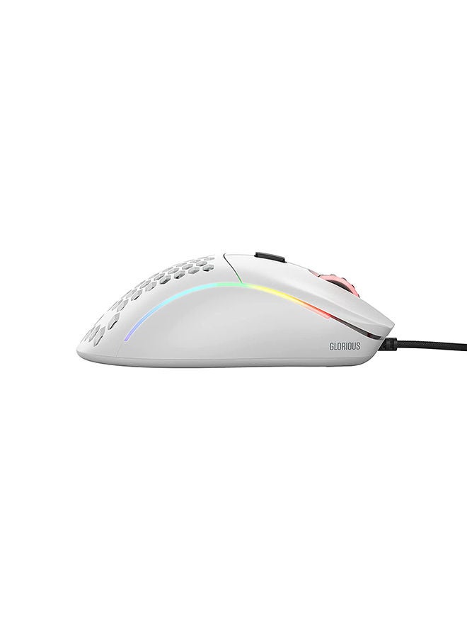 جلوريوس - ماوس الألعاب Gloriuos White - ماوس الألعاب Glorious Model D على شكل قرص العسل - ماوس RGB فائق الخفة - ماوس الكمبيوتر الشخصي - 68 جم - ماوس أبيض لامع - Image 1
