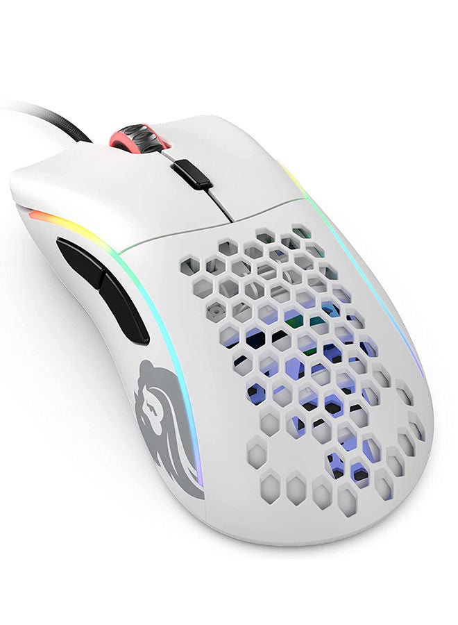 جلوريوس - ماوس الألعاب Gloriuos White - ماوس الألعاب Glorious Model D على شكل قرص العسل - ماوس RGB فائق الخفة - ماوس الكمبيوتر الشخصي - 68 جم - ماوس أبيض لامع - Image 1