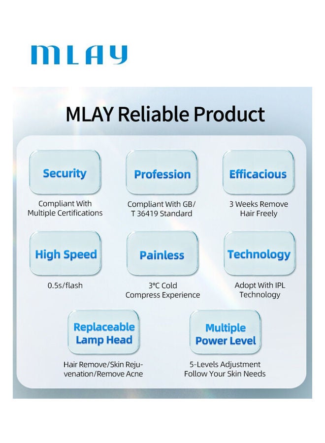MLAY Updated T14 IPL Ice Laser Painless Hair Removal Device Bikini Lamp With A Gift Blackhead Remover 500000 Pulses 5 Levels Sky Blue - Image 5