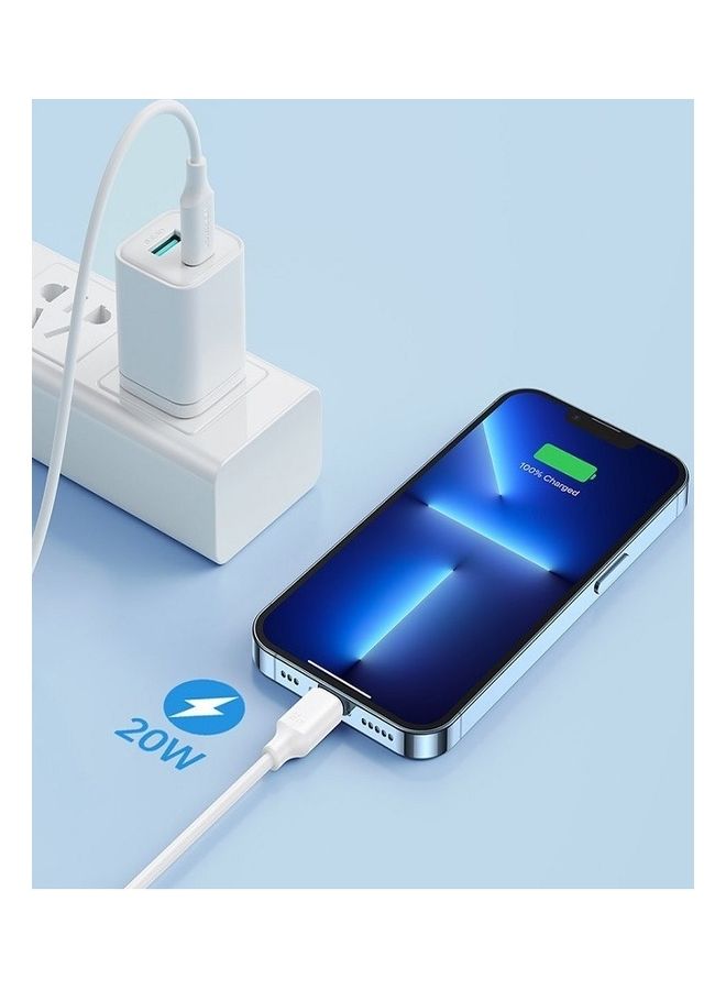 JOYROOM - Charger Type C To Lightning Fast Charging Power Delivery 20W Cable For iPhone 12 13 14 And All Series 1M White - Image 1