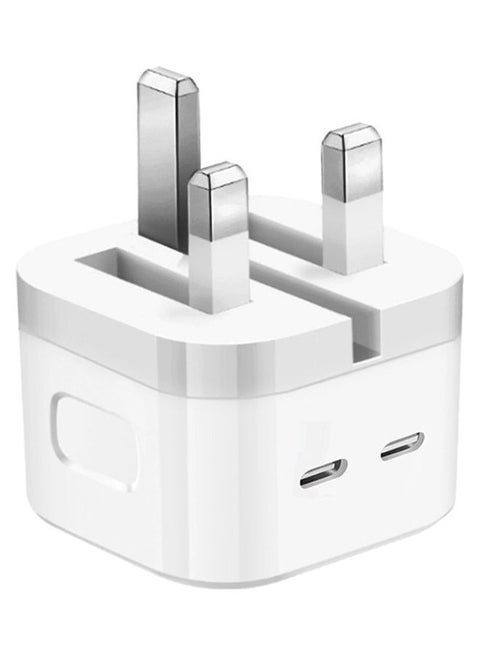 محول ابل 50 واط PD USB-C+C مقبس مزدوج شحن سريع لهاتف ابل ايفون 7 8Plus XR XS Max Iphone 14 Pro Max