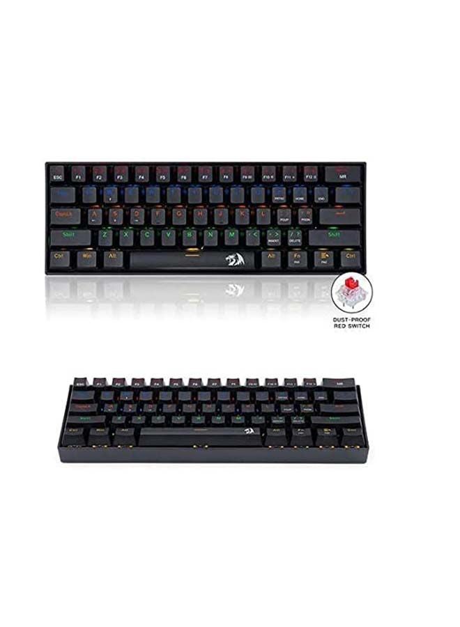 REDRAGON - Lakshmi K606 60% Mechanical Gaming Keyboard - Blue Switches - Rainbow backlighting - 61KEYS - Detachable Cable - Image 1
